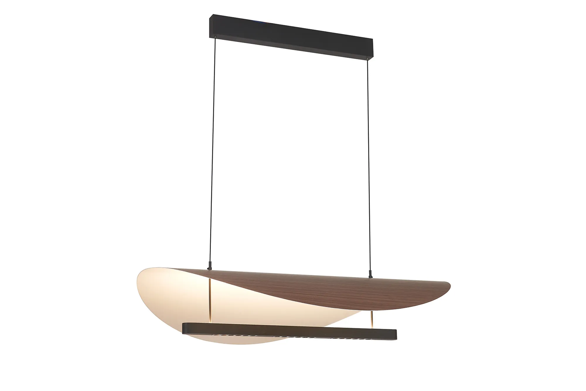 M9656  Abisal Triac Dimmable Pendant 2, 40W LED, 3000K, 5360lm, Black/Dark Wood